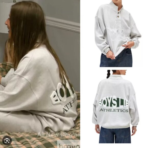 Boys Lie Tops - Boys Lie Athletics Cotton Henley Graphic Sweatshirt Light Grey